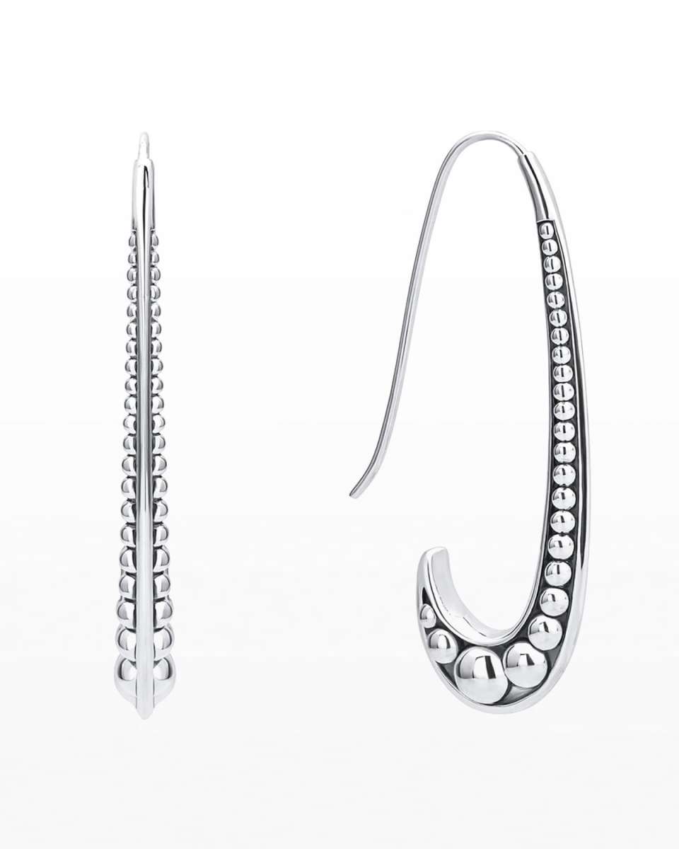 Signature Caviar Hook-Shaped Wire Drop Earrings